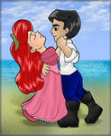 Dancing Ariel and Eric Color by BonzaiRen