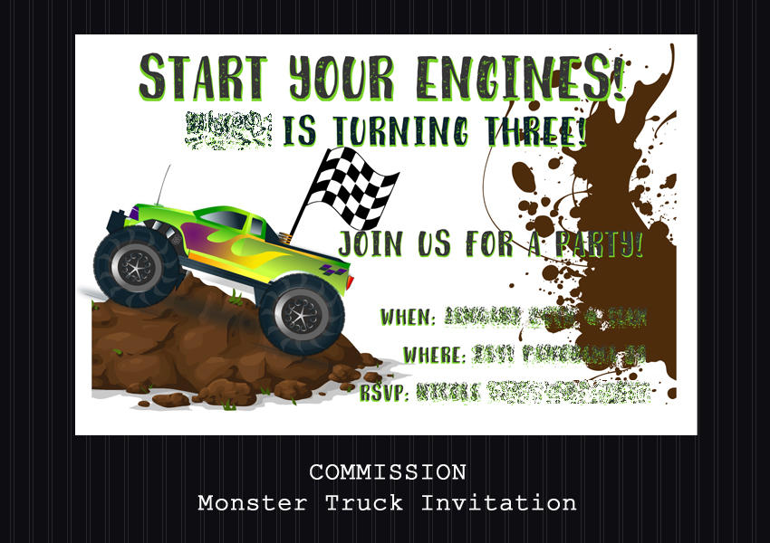 COMMISSION - Monster Truck Invitation by PointyHat