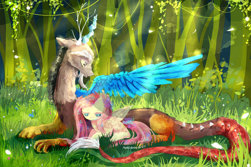 MLP : Discord and Fluttershy by AquaGalaxy