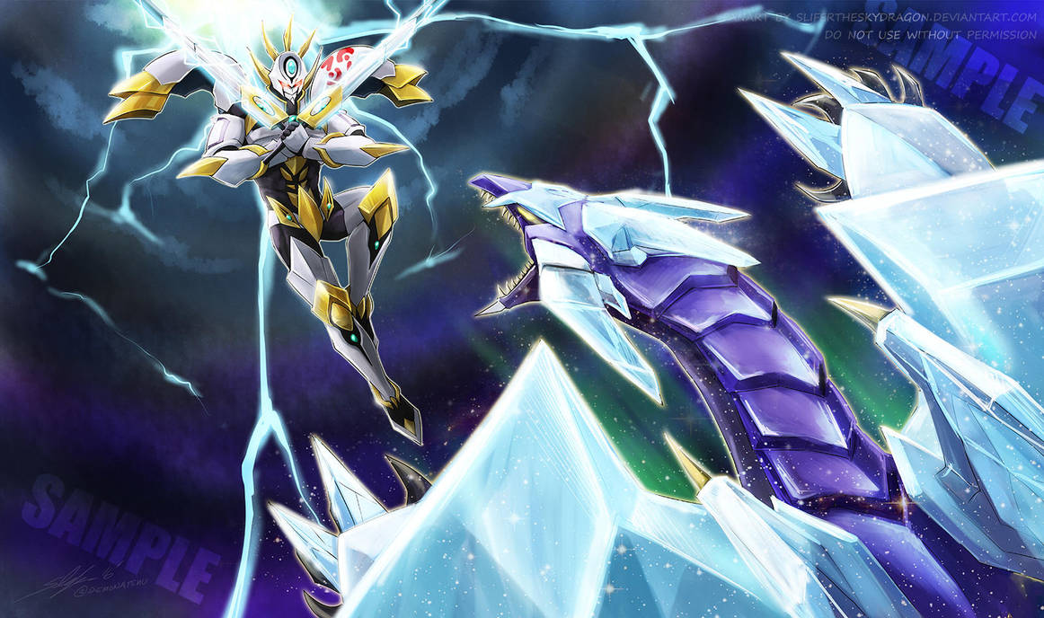Utopia the Lightning vs Crystal Wing Dragon by slifertheskydragon