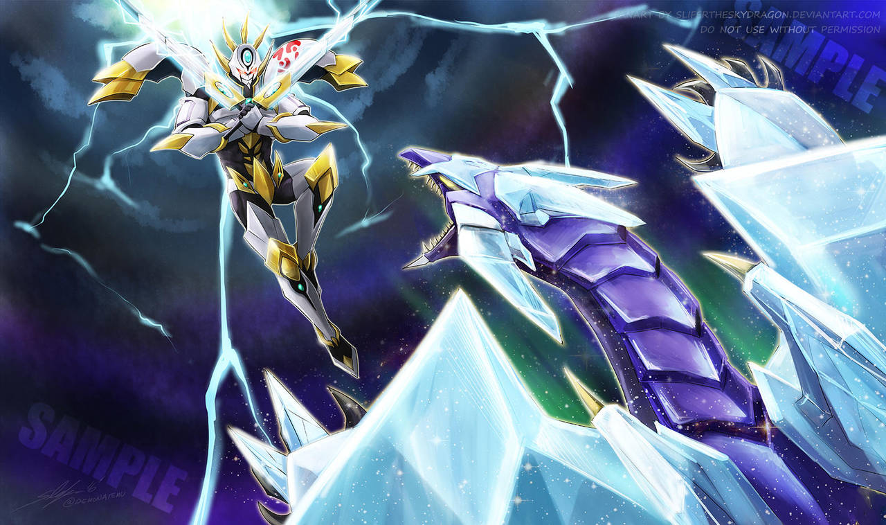 Utopia the Lightning vs Crystal Wing Dragon by slifertheskydragon