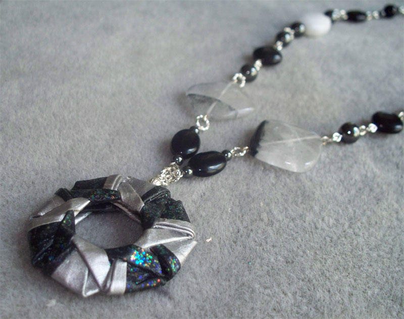 Silver and Black Necklace by tiranaki