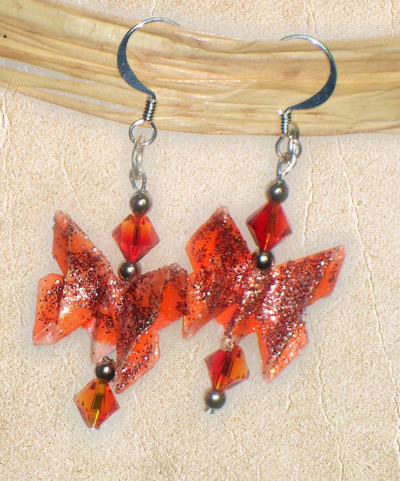 Orange Butterfly Earrings by tiranaki