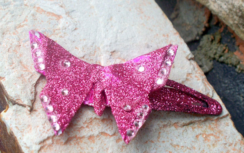 Pink Butterfly Barrette by tiranaki