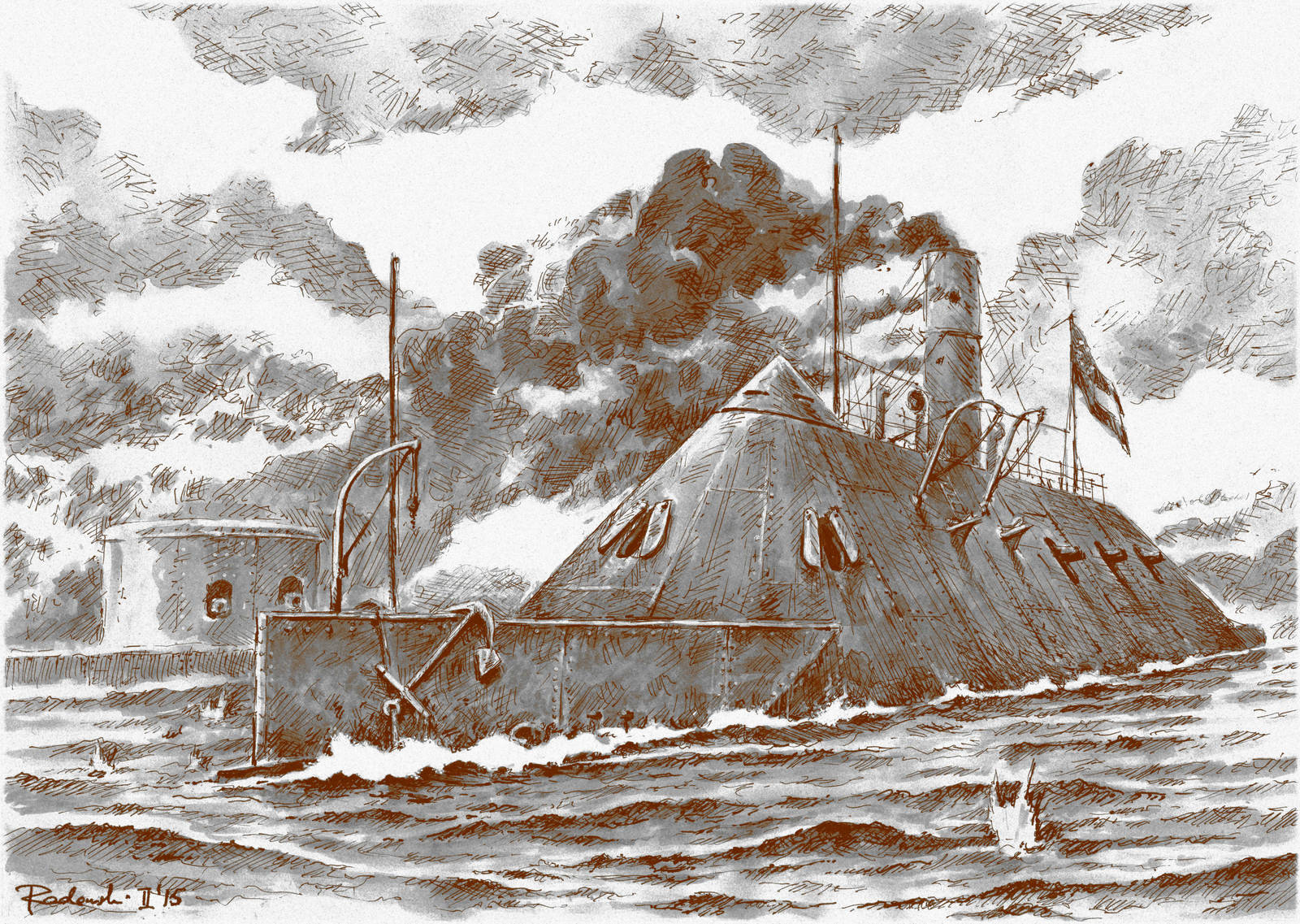 The Battle of Hampton Roads by Radomski