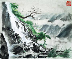 Inktober '18 - #10 Flowing by toedeledoki