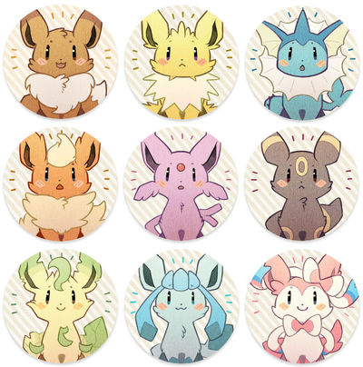 Eevees - Buttons by Mi-eau