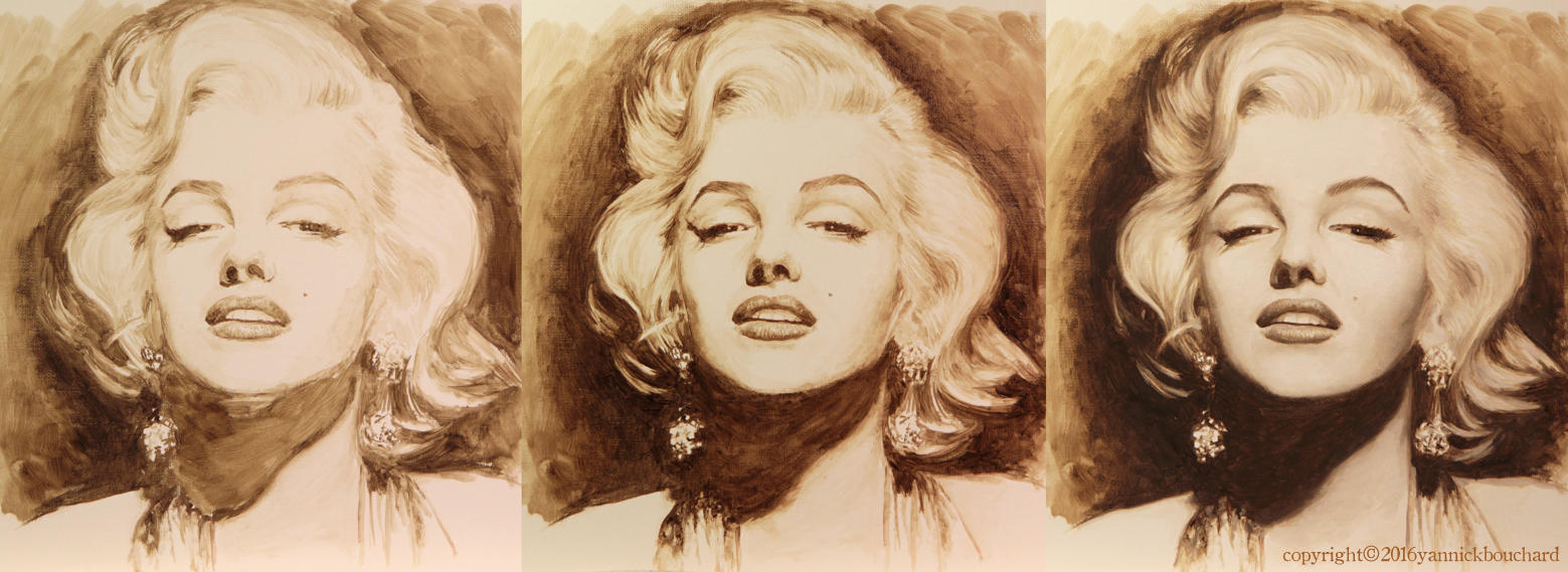 Marilyn portrait WIP by YannickBouchard