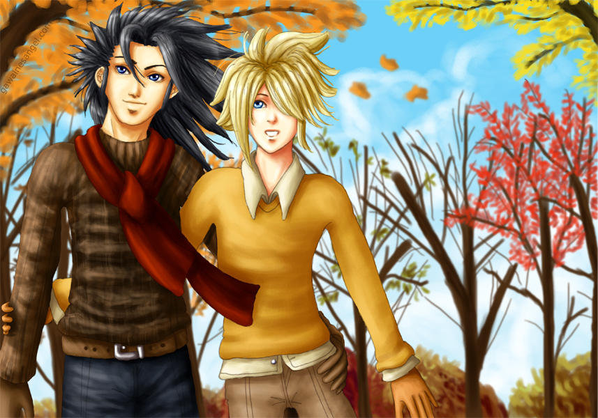 +FF7 Yaoi+ 'Autumn Afternoon' by GawainesAngel
