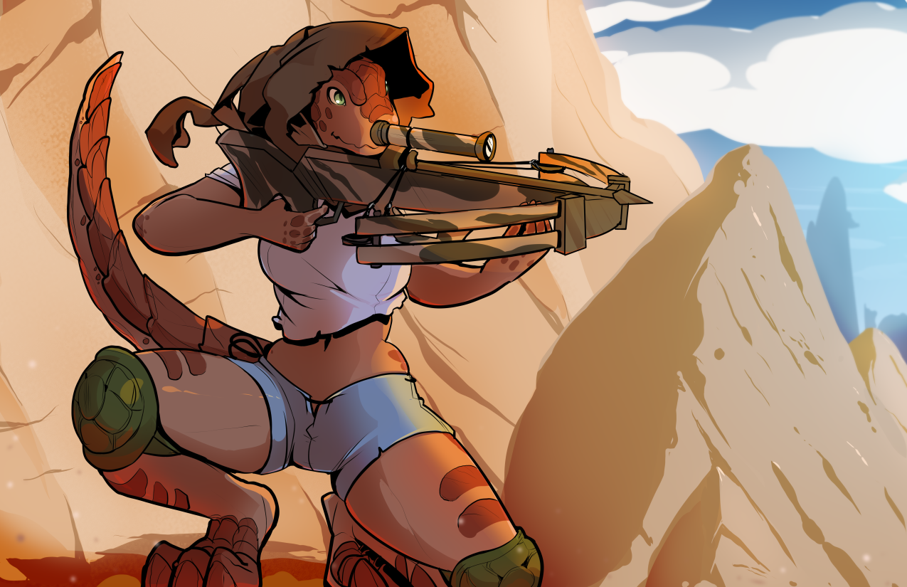 Lizard monster girl sniping by drowtales
