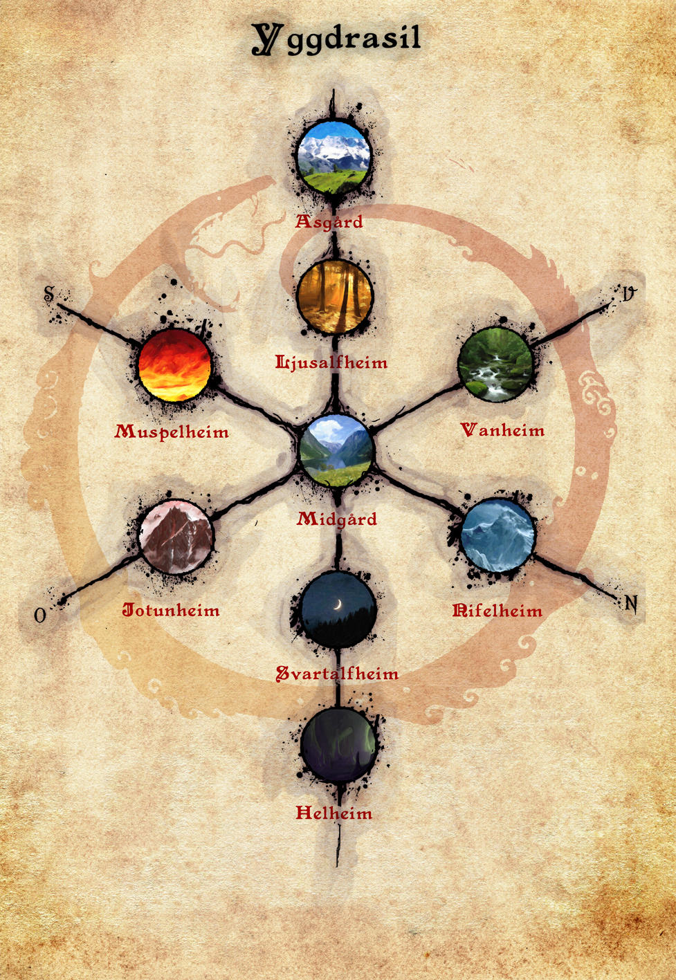 Yggdrasil - The nine worlds of nordic mythology by Infernallo