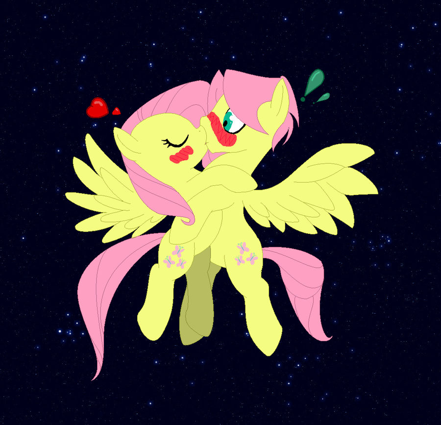 Fluttershy and Butterscotch Kissing by buttercry on DeviantArt