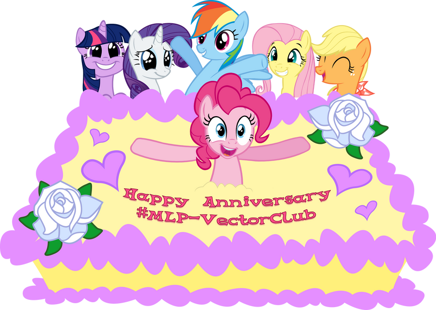 #MLP-VectorClub 1 Year Anniversary Cake! by RainbowPlasma