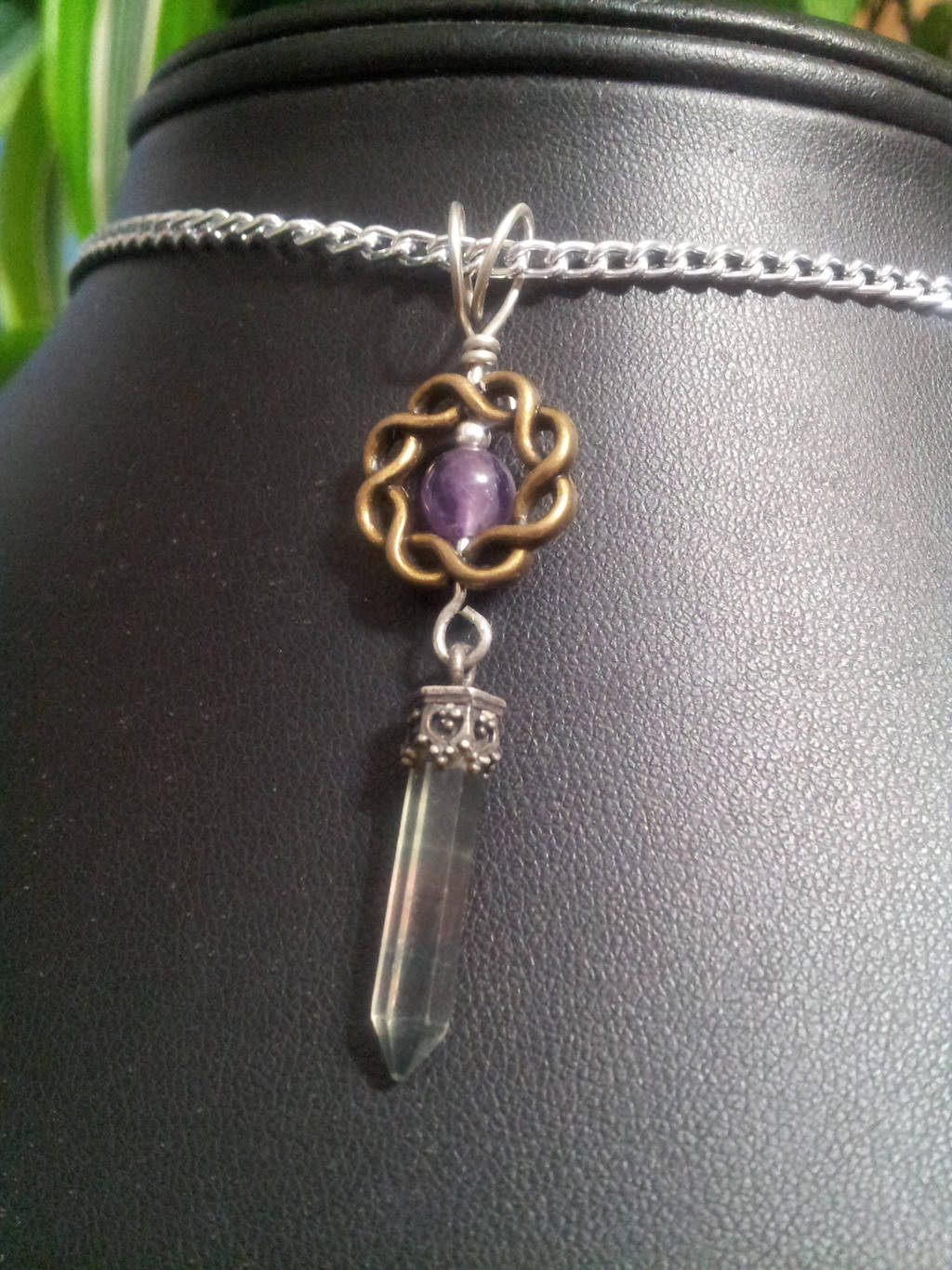 Amethyst Flourite Orb Point Pendant by BacktoEarthCreations