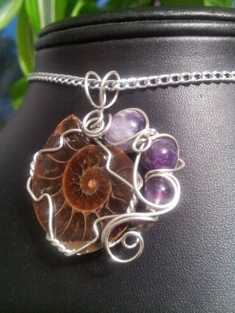 Ammonite And Amethyst In Silver by BacktoEarthCreations