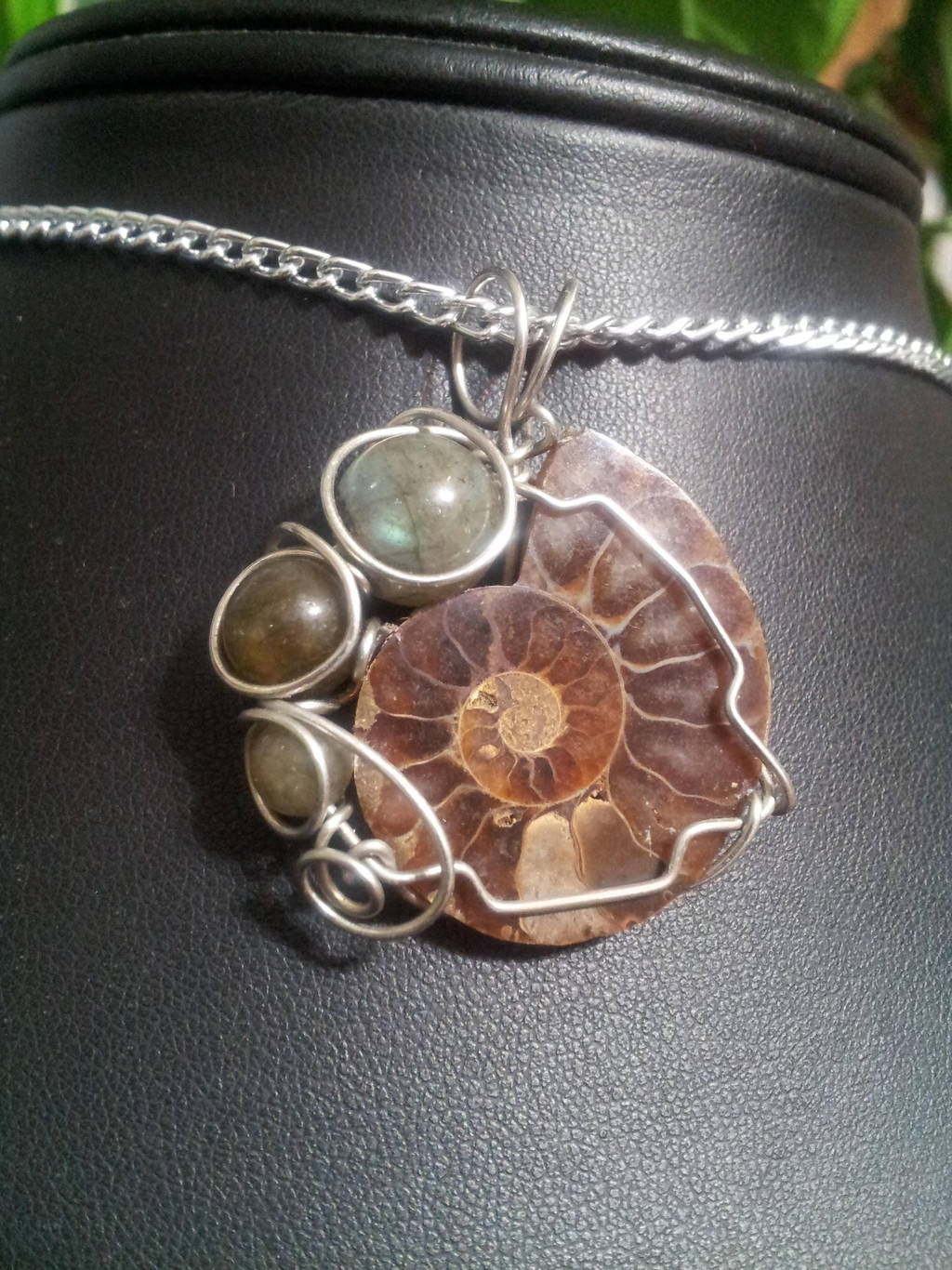 Ammonite And Labradorite In Silver by BacktoEarthCreations