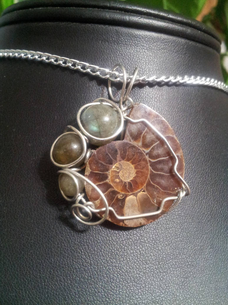 Ammonite And Labradorite In Silver by BacktoEarthCreations