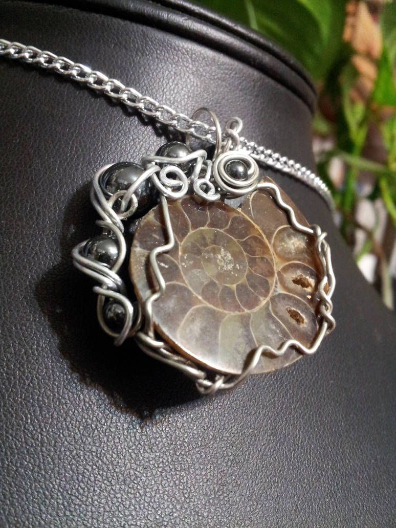 Ammonite And Hematite In Silver by BacktoEarthCreations