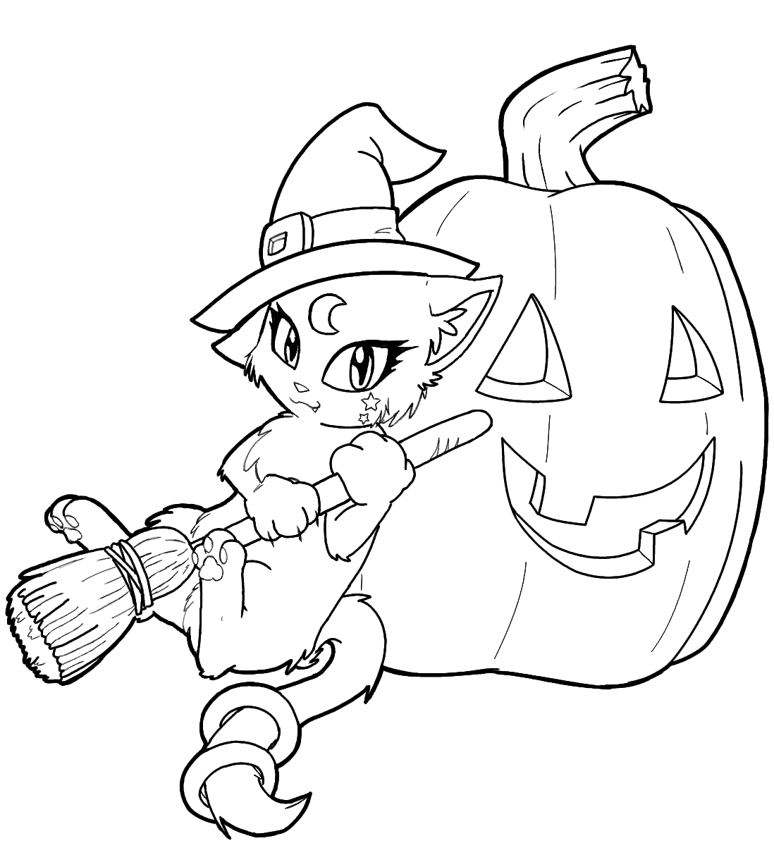 Witch Kitty Coloring Page by xNocturnalKittenX on DeviantArt